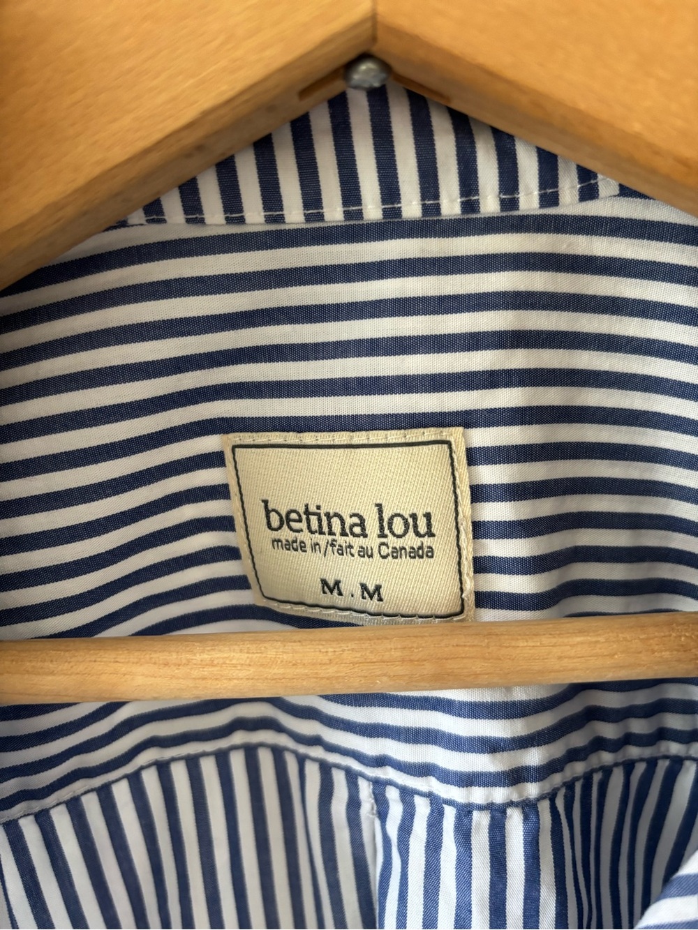 Betina Lou Women's Blue and White Striped Button-Down Shirt